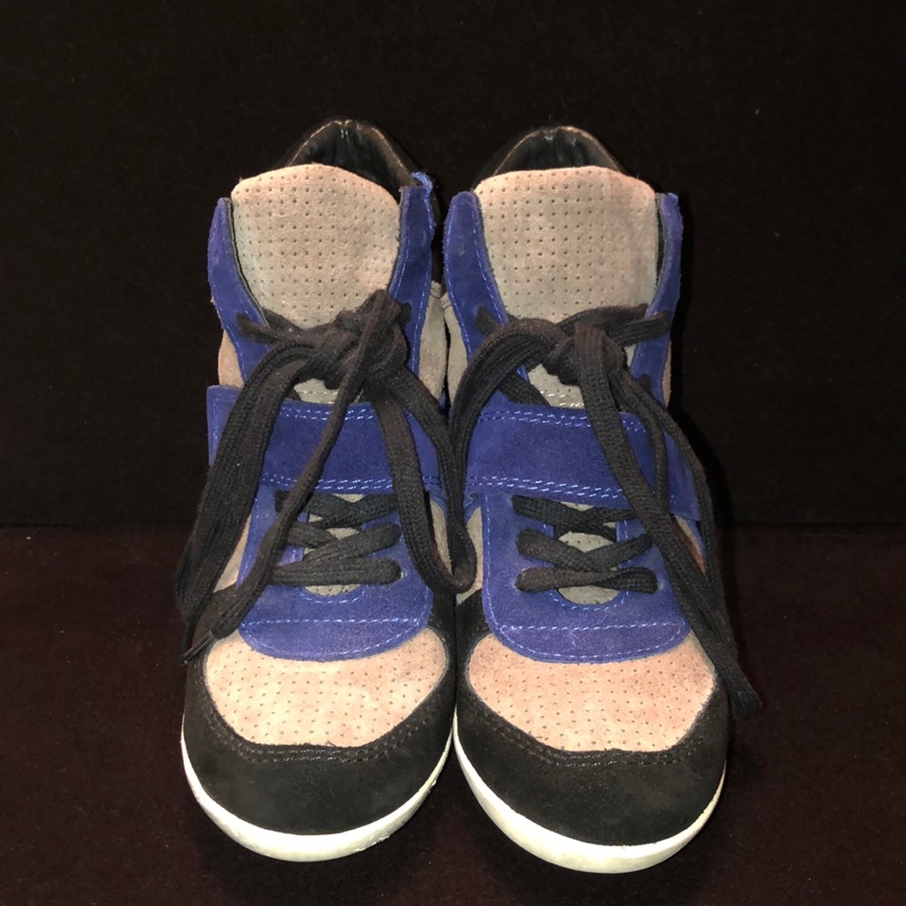 ASH Bowie Suede Black/Blue Sneaker Wedges